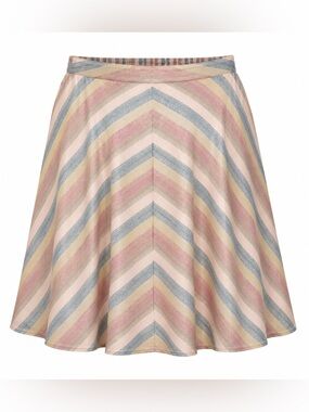 Torrid 2X Metallic Stripe A-Line Midi Skirt Pink Blue Gold